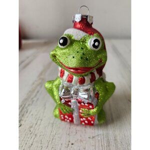 Rauch glitter frog toad ornament present sparkle Xmas green
